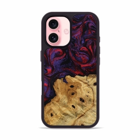 Iphone 16 Wood Phone Case - Melvyn (Red, 771135) Rounded Edges