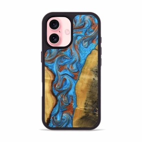 Anti Fog Oleophobic Coating Iphone 16 Wood Phone Case - Meyer (Teal & Gold, 780728)