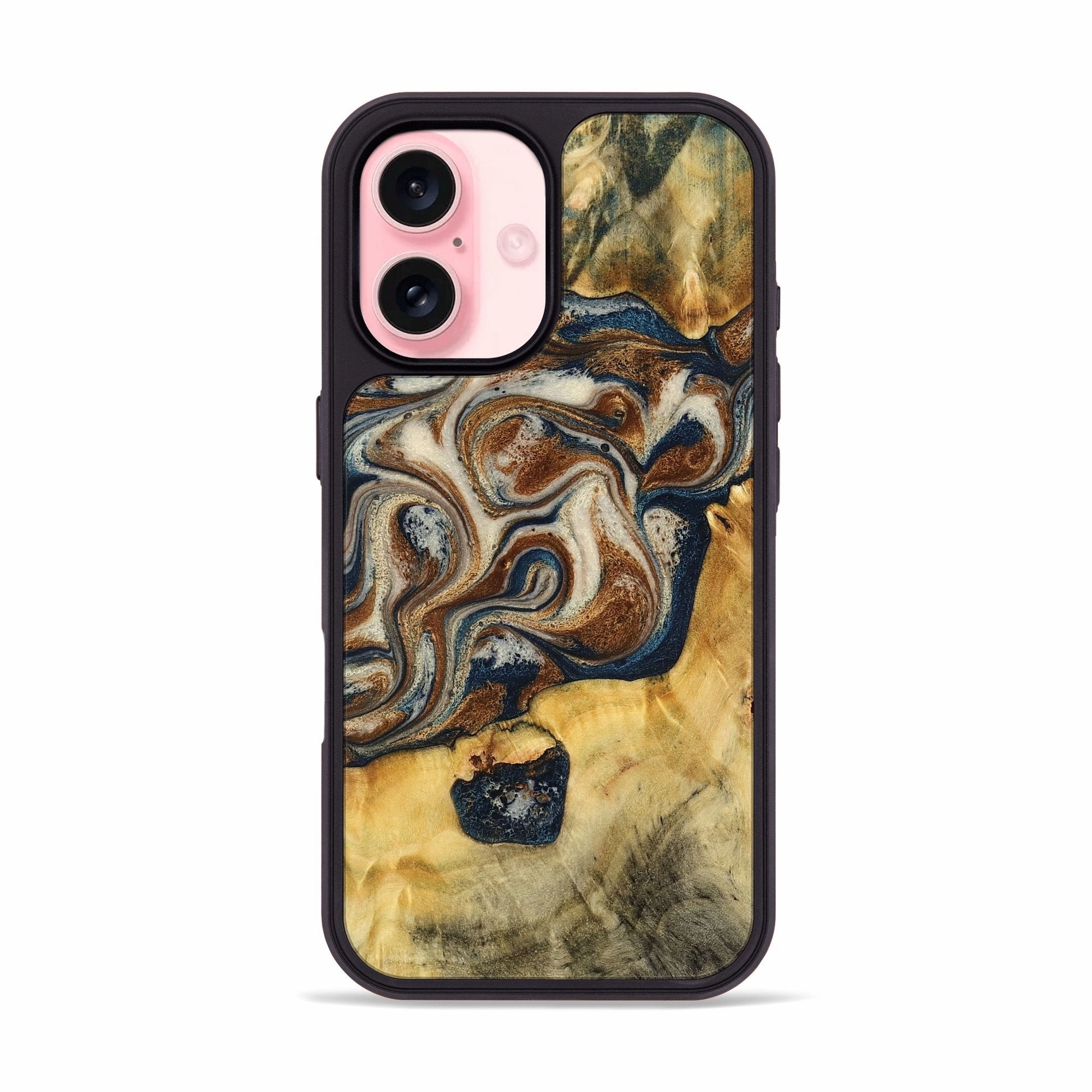 Iphone 16 Wood Phone Case - Mike (Teal & Gold, 779560) Bubble Free Screen Anti Shock Screen