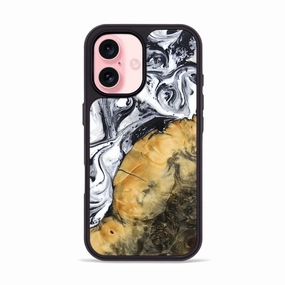 Anti Finger Oil Fingerprint Shield Iphone 16 Wood Phone Case - Milena (Black & White, 771855)
