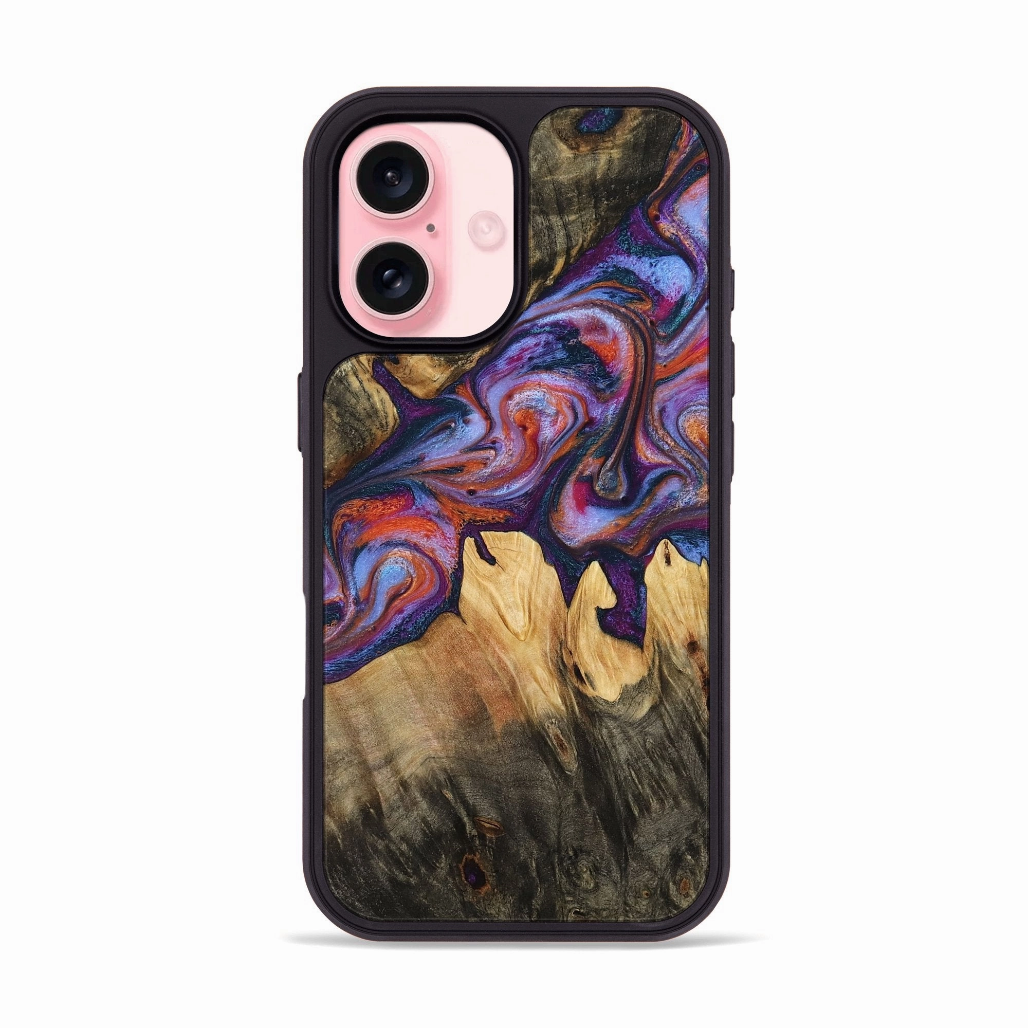 Drop Resistant Anti Shock Film Iphone 16 Wood Phone Case - Mireya (Purple, 770582)