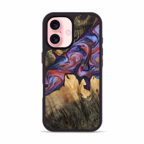 Drop Resistant Anti Shock Film Iphone 16 Wood Phone Case - Mireya (Purple, 770582)