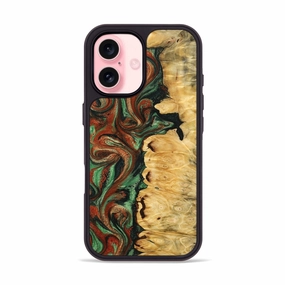 Anti Yellowing Film Anti Finger Oil Coating Iphone 16 Wood Phone Case - Mitch (Green, 777604)