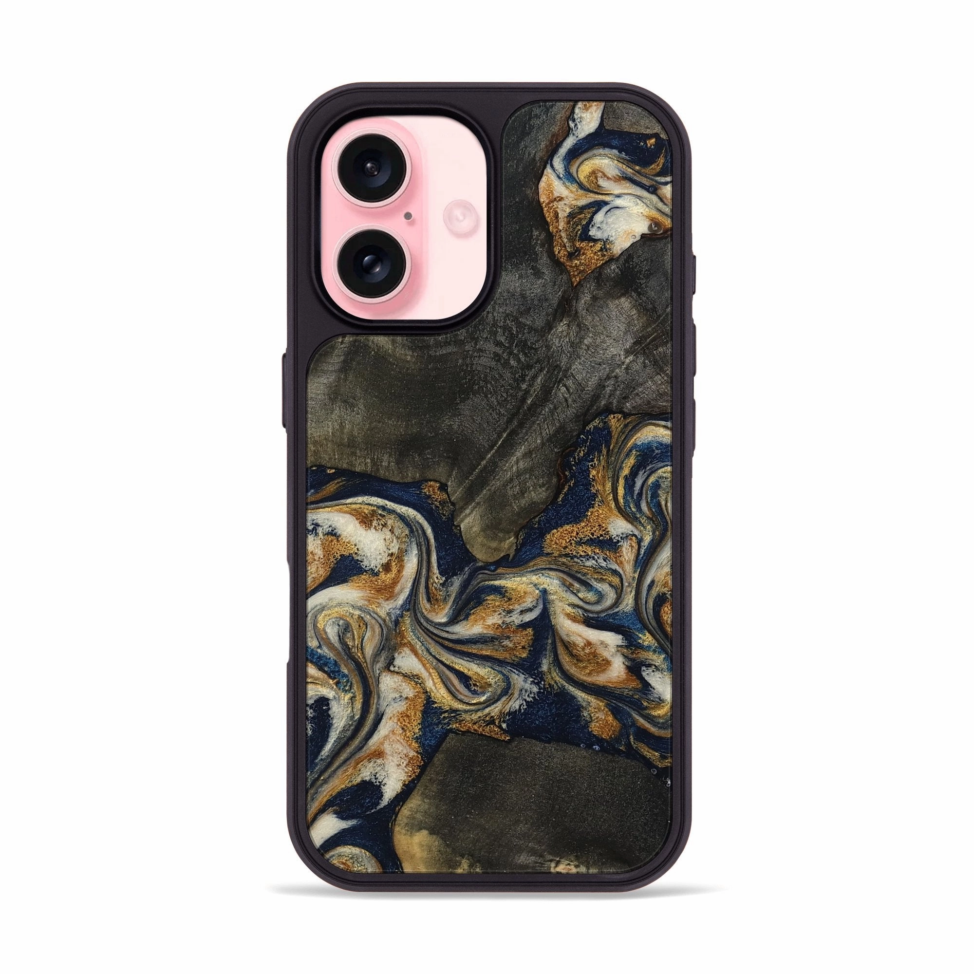 Crystal Clear Screen Iphone 16 Wood Phone Case - Myranda (Teal & Gold, 781701)