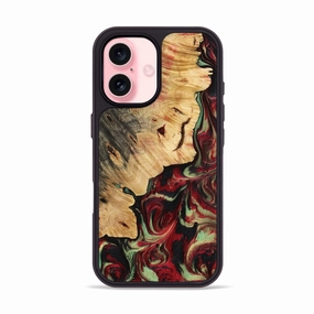 Iphone 16 Wood Phone Case - Myrta (Red, 770748) Scratch Proof Glass Fingerprint Resistant Screen