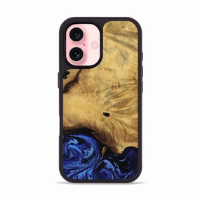 Iphone 16 Wood Phone Case - Nakita (Blue, 763575) Anti Finger Oil Anti Fingerprint Screen