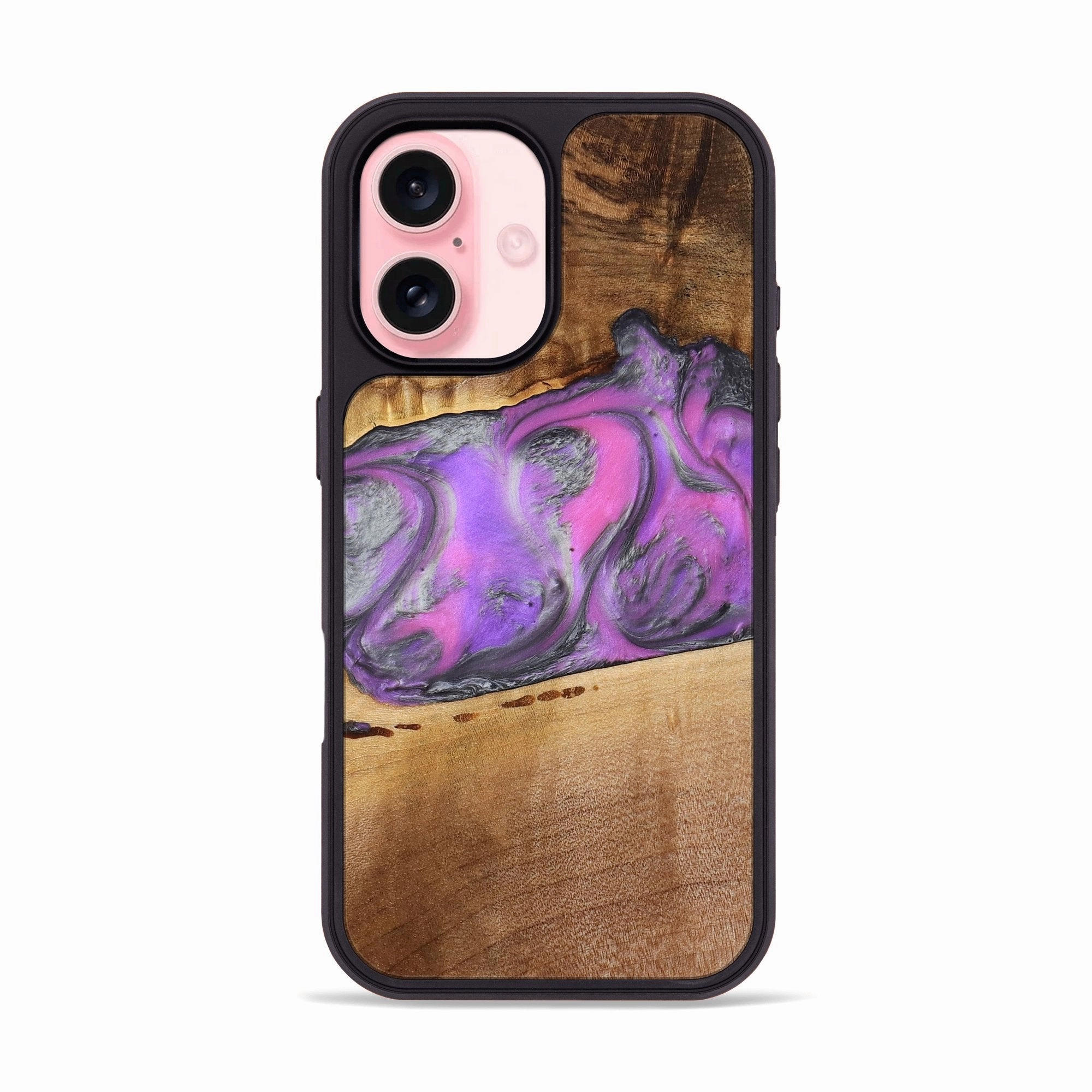 Iphone 16 Wood Phone Case - Nayeli (Purple, 777549) Anti Finger Grease Film