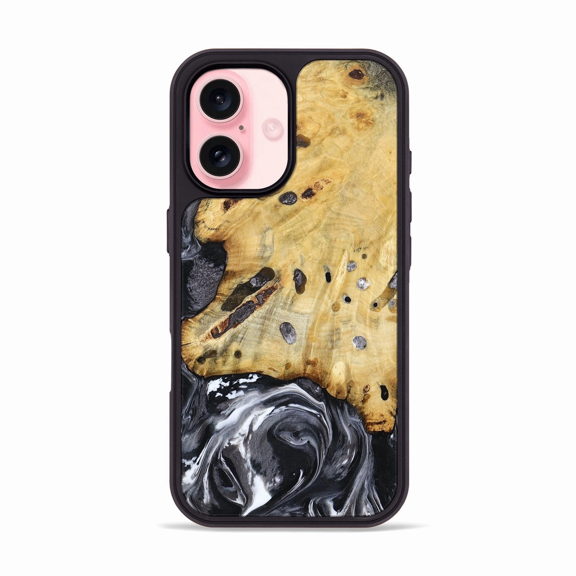 Iphone 16 Wood Phone Case - Nevada (Black & White, 781581) Self Healing