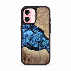 Iphone 16 Wood Phone Case - Nevaeh (Blue, 779290) Anti Dust Scratch Resistant Glass