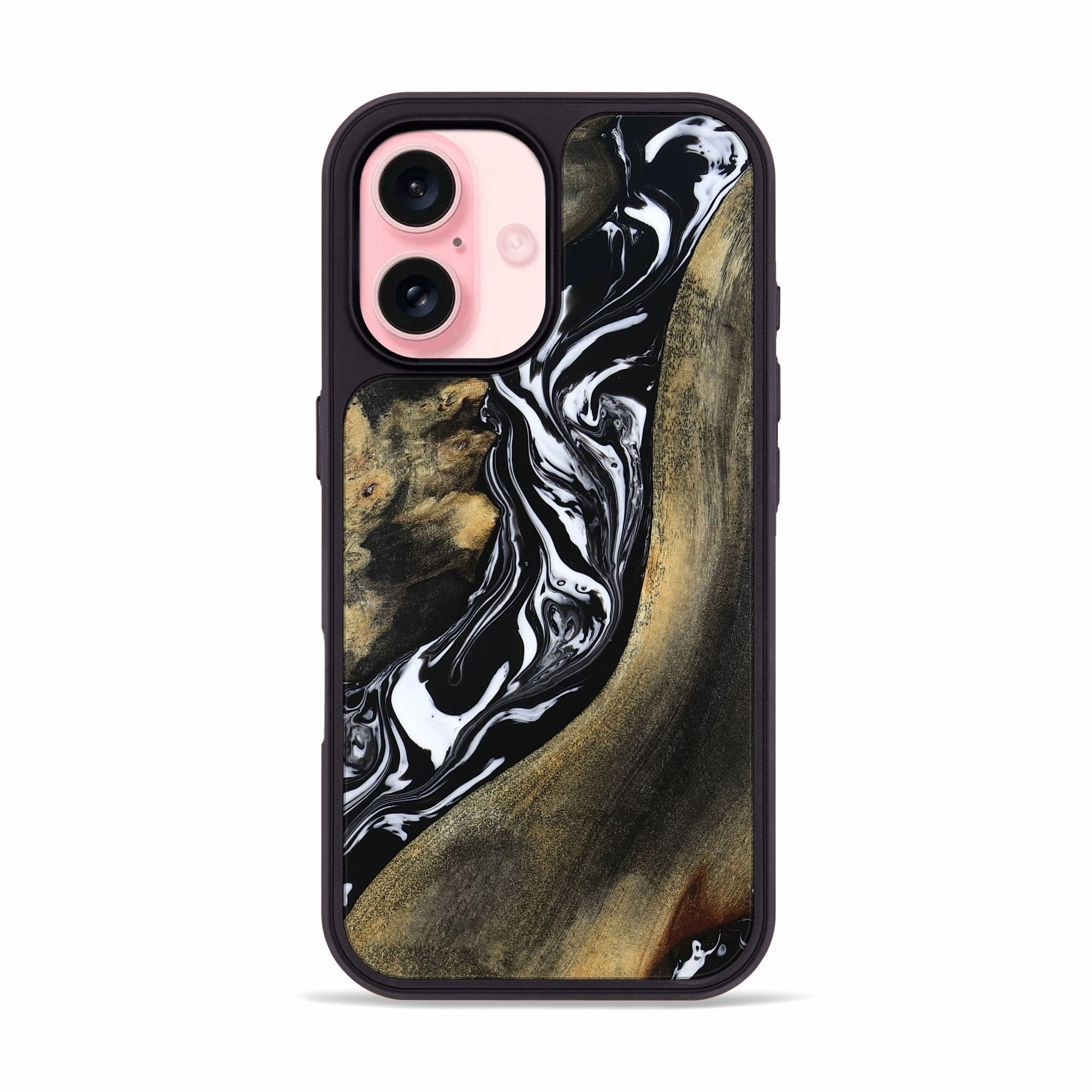 Anti Reflection Iphone 16 Wood Phone Case - Nikita (Black & White, 779208)