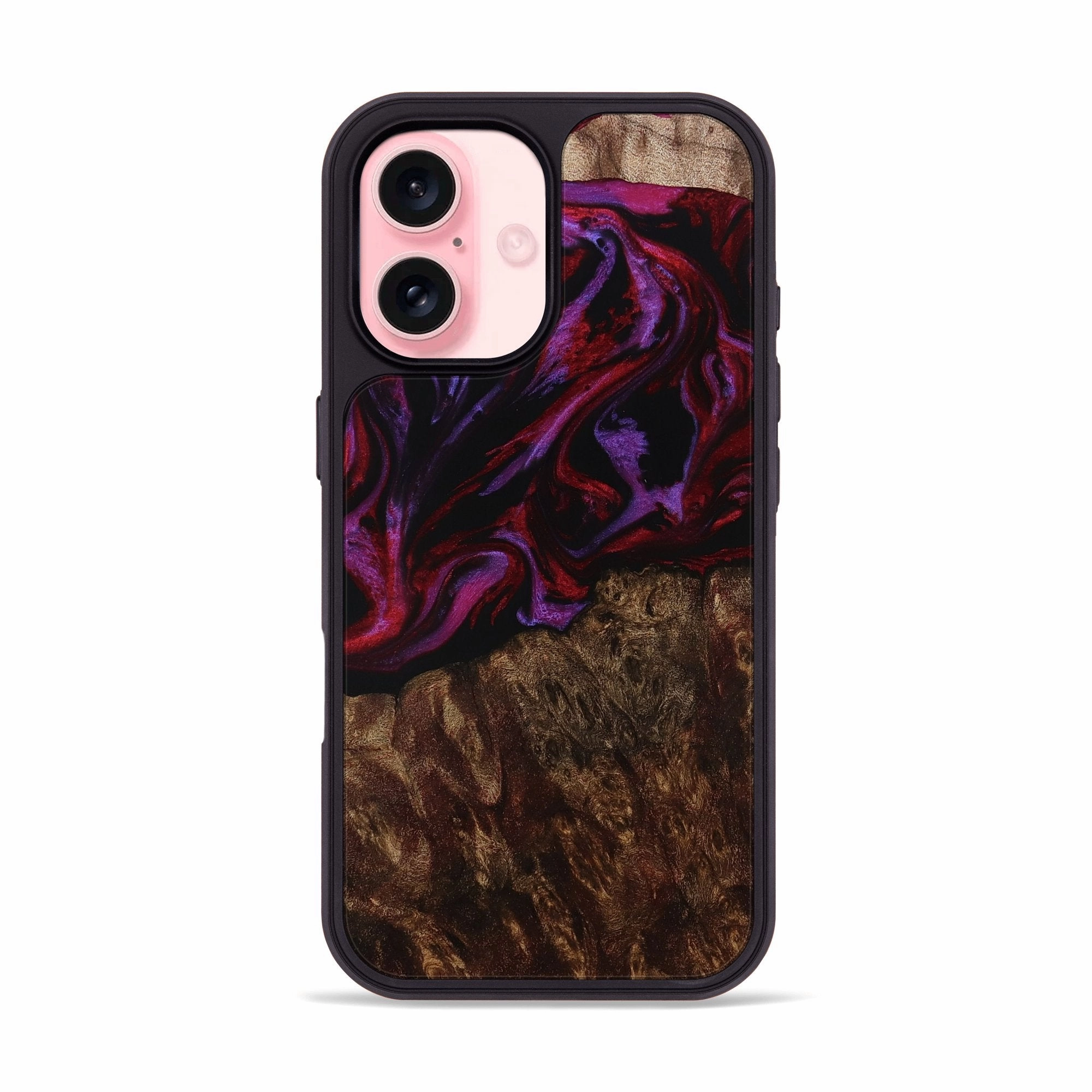 Iphone 16 Wood Phone Case - Nola (Red, 773337) Fingerprint Repellent Impact Protection