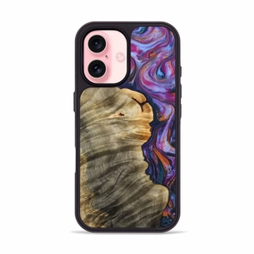 Anti Shock Film Iphone 16 Wood Phone Case - Ona (Blue, 777625)
