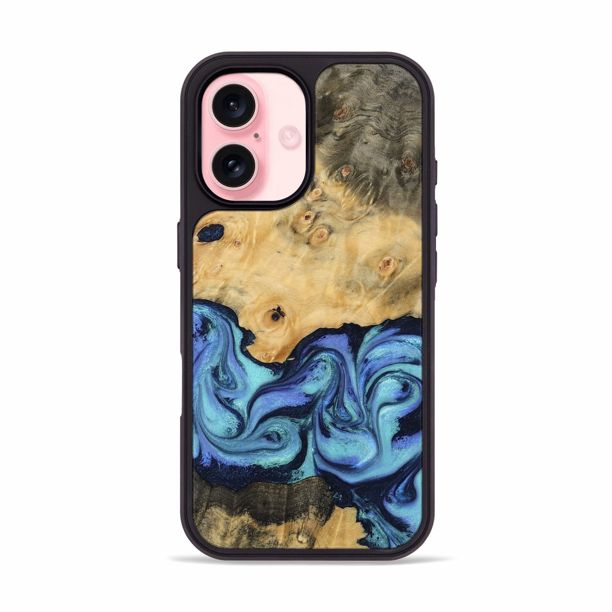 Iphone 16 Wood Phone Case - Ora (Blue, 770361) Anti Fingerprint Shield Anti Finger Smudge Film