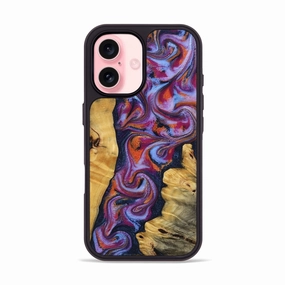 Iphone 16 Wood Phone Case - Pattie (Blue, 778674) Anti Yellowing Film Anti Dust