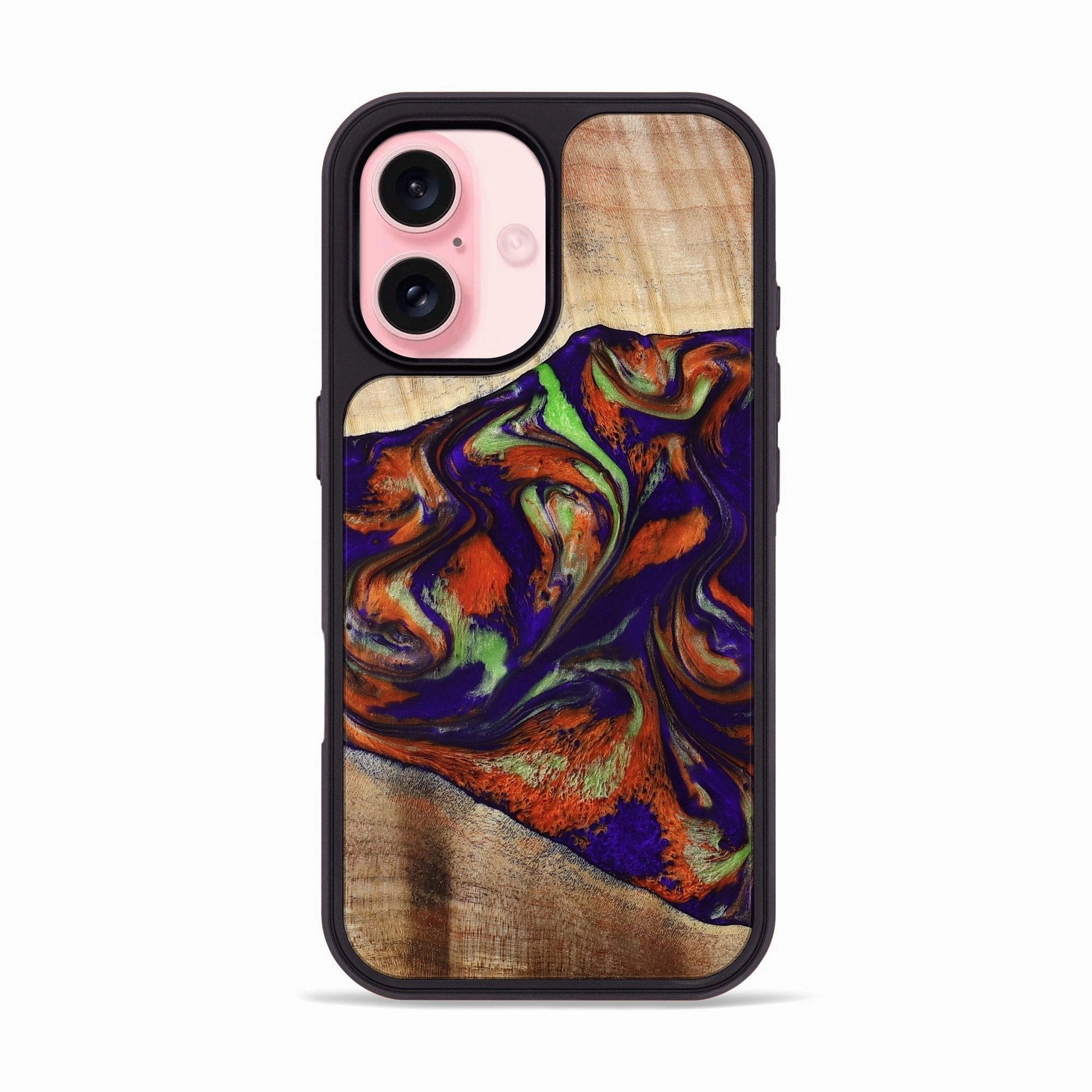 Scratch Proof Glass Iphone 16 Wood Phone Case - Pearlie (Purple, 777986)