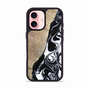 Iphone 16 Wood Phone Case - Peggy (Black & White, 779199) Oleophobic Coating Reinforced Corners