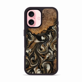 HD Screen Protector Edge to Edge Protection Iphone 16 Wood Phone Case - Phebe (Black & White, 770906)
