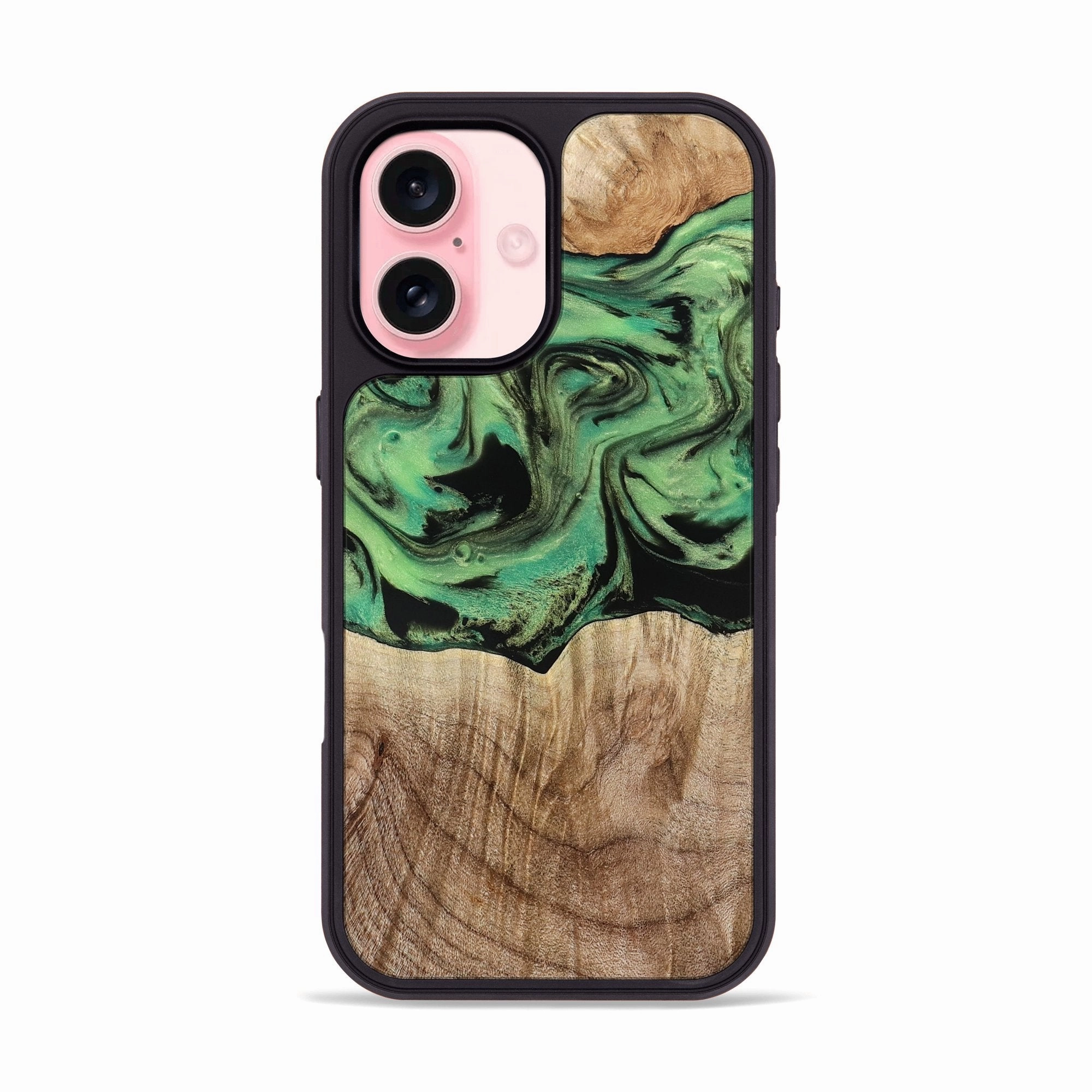 Iphone 16 Wood Phone Case - Ray (Green, 777637) Water Resistant