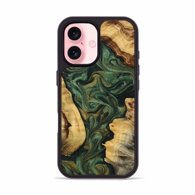 Iphone 16 Wood Phone Case - Rayden (Green, 781790) Anti Finger Streak
