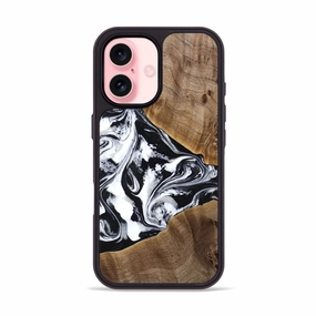 Smooth Surface Iphone 16 Wood Phone Case - Reese (Black & White, 772069)
