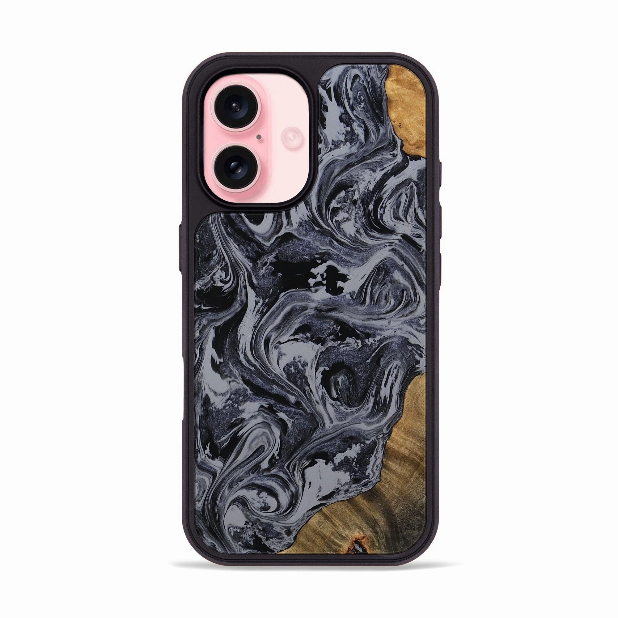 Anti Spy Film Iphone 16 Wood Phone Case - Retta (Black & White, 770943)