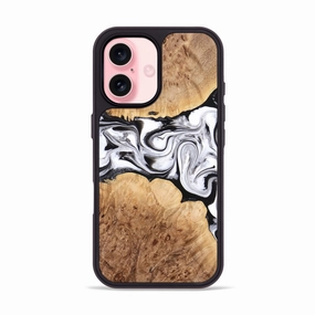 Soft Edge Iphone 16 Wood Phone Case - Rishi (Black & White, 776332)