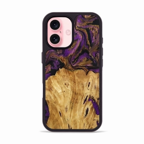 Anti Yellowing Iphone 16 Wood Phone Case - Rivka (Purple, 778279)