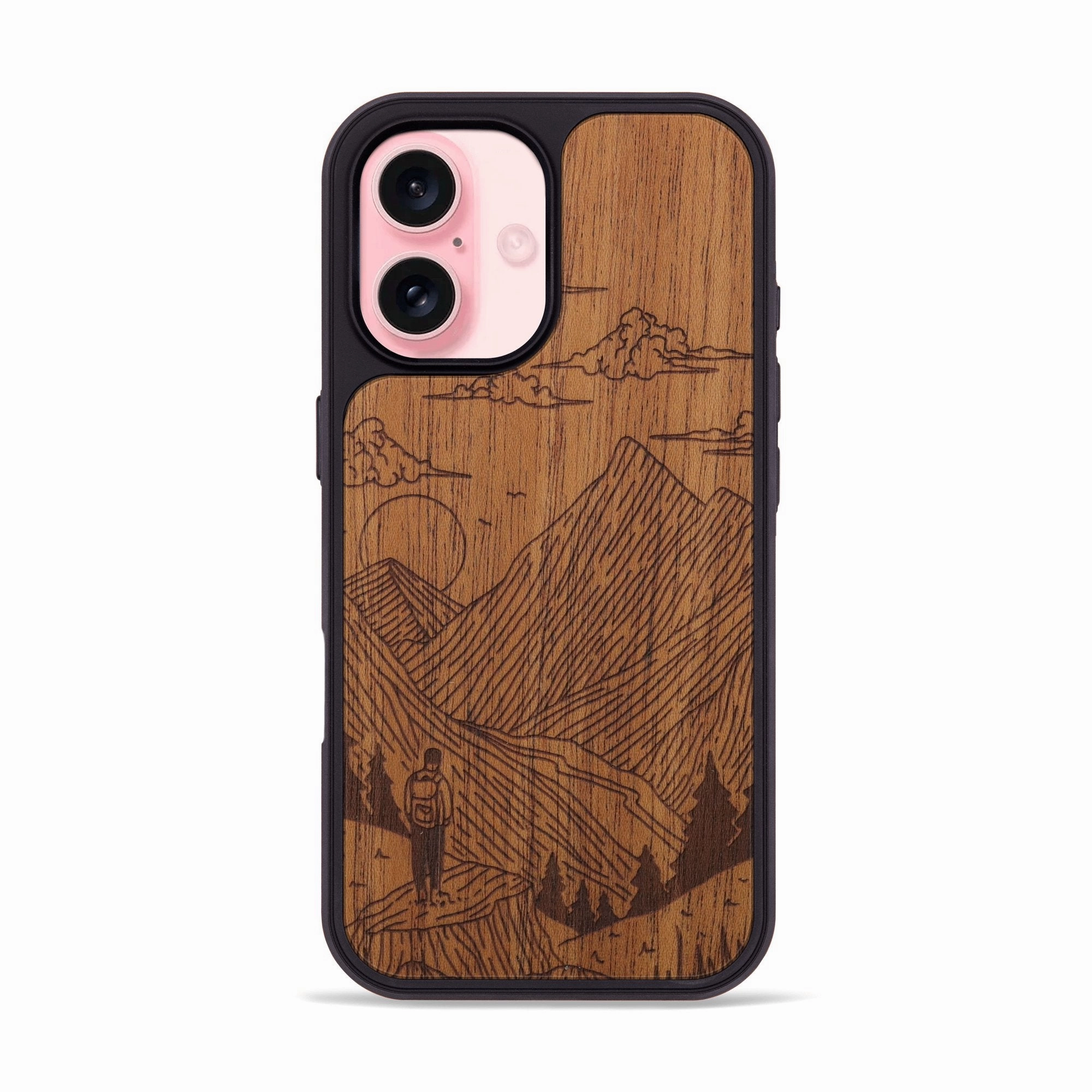Anti Yellowing Screen Ultra Clear Iphone 16 Wood Phone Case - Roaming - Mahogany (Curated)