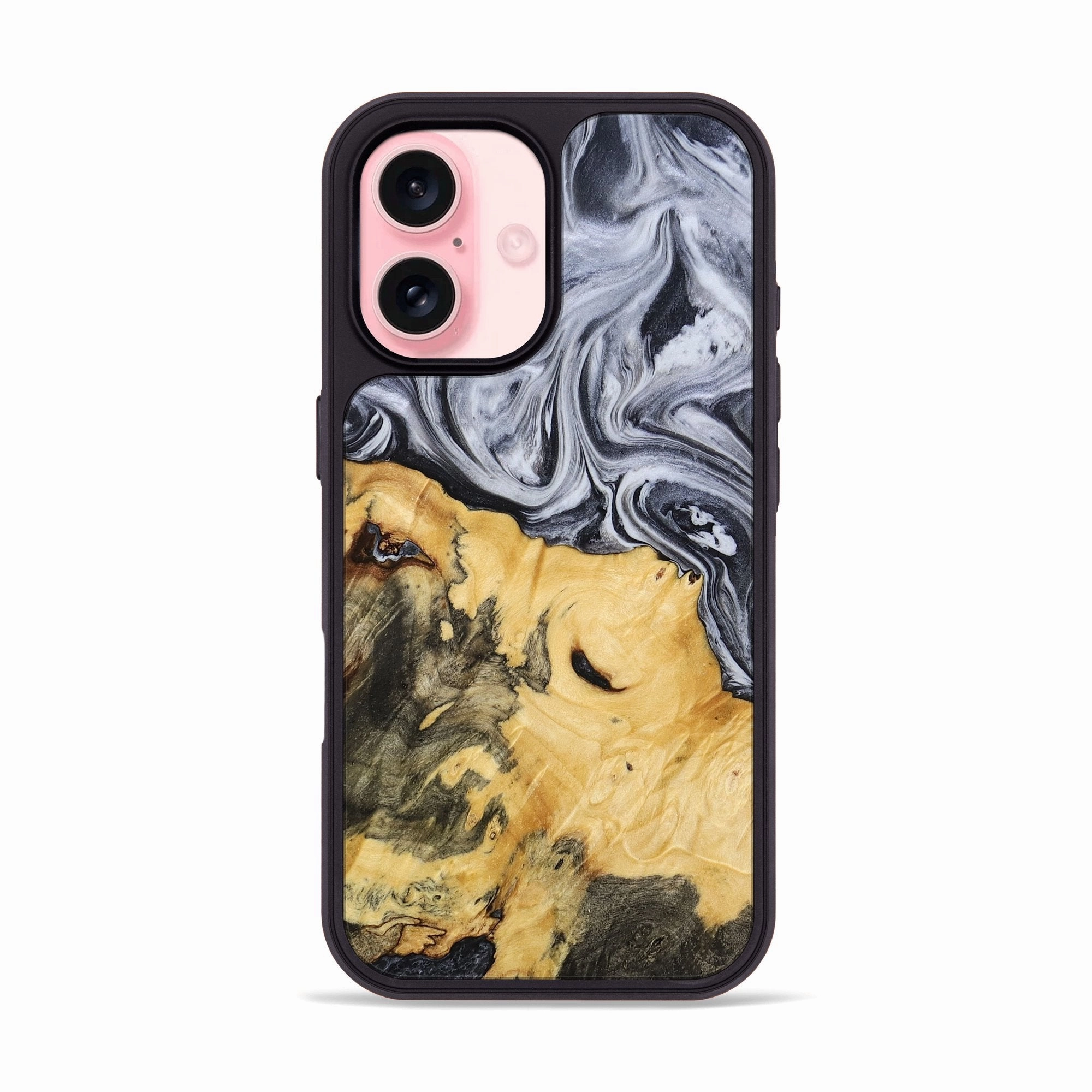 Iphone 16 Wood Phone Case - Rosanna (Black & White, 768103) Anti Finger Smudge Film Anti Scratch Coating