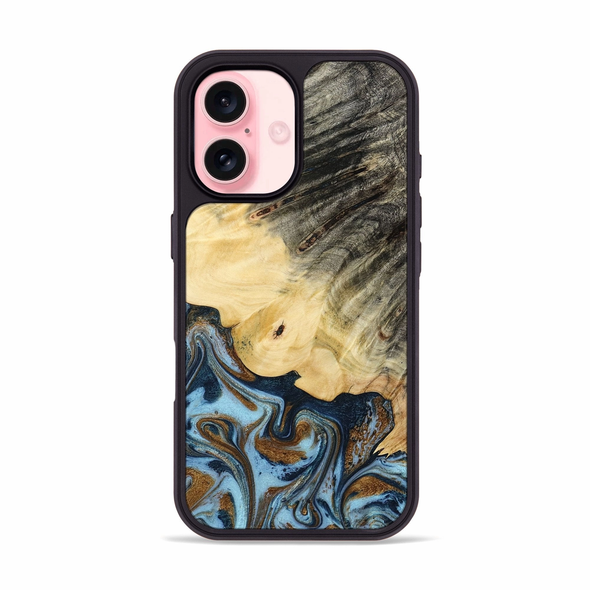Iphone 16 Wood Phone Case - Rosella (Teal & Gold, 773181) Anti Finger Mark Film Anti Fingerprint Shield