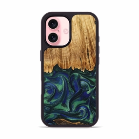 Iphone 16 Wood Phone Case - Rowen (Green, 778950) Anti Finger Grease Film