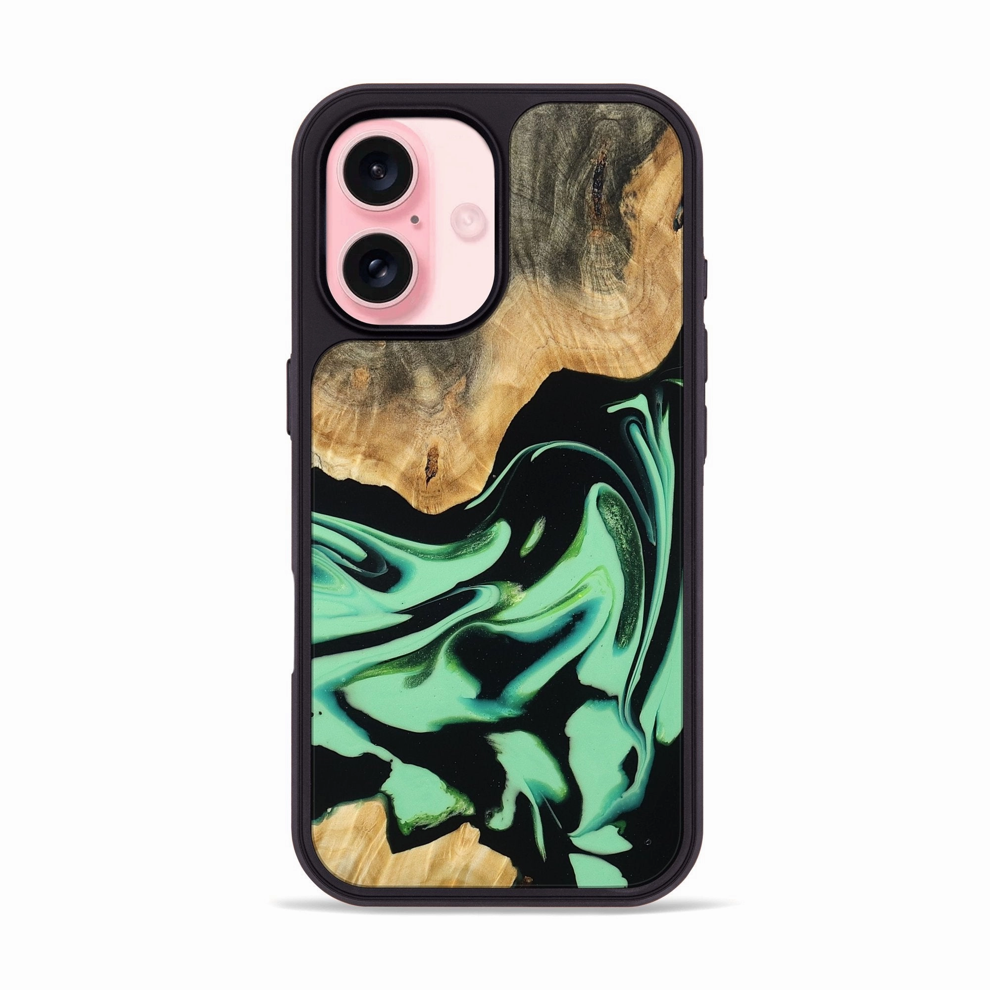 Bubble Resistant Film Iphone 16 Wood Phone Case - Saniya (Green, 781765)