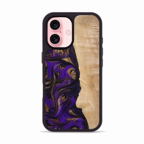 Anti Fingerprint Shield Impact Protection Iphone 16 Wood Phone Case - Sarina (Purple, 773356)