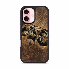 Iphone 16 Wood Phone Case - Saundra (Black & White, 770920) Shock Guard
