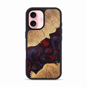 Anti Yellowing Film Raised Edges Iphone 16 Wood Phone Case - Scot (Red, 776631)