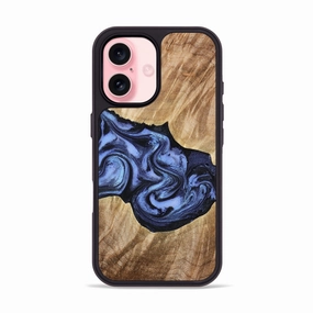 Iphone 16 Wood Phone Case - Semaj (Blue, 777167) Bubble Free Installation