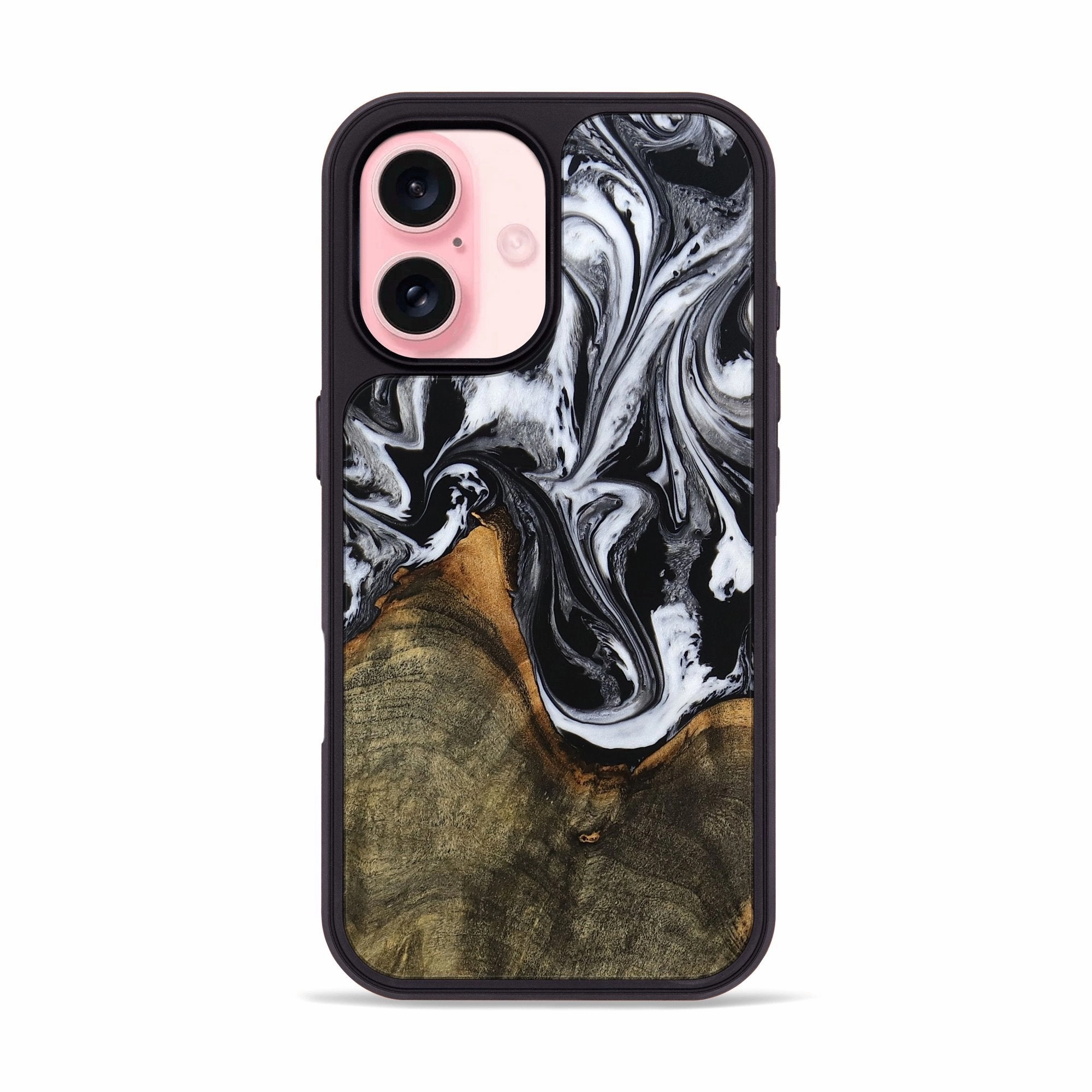 Iphone 16 Wood Phone Case - Shanice (Black & White, 771584) Fingerprint Resistant