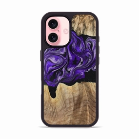 Iphone 16 Wood Phone Case - Shelli (Purple, 777548) Fingerprint Repellent Shock Proof Film