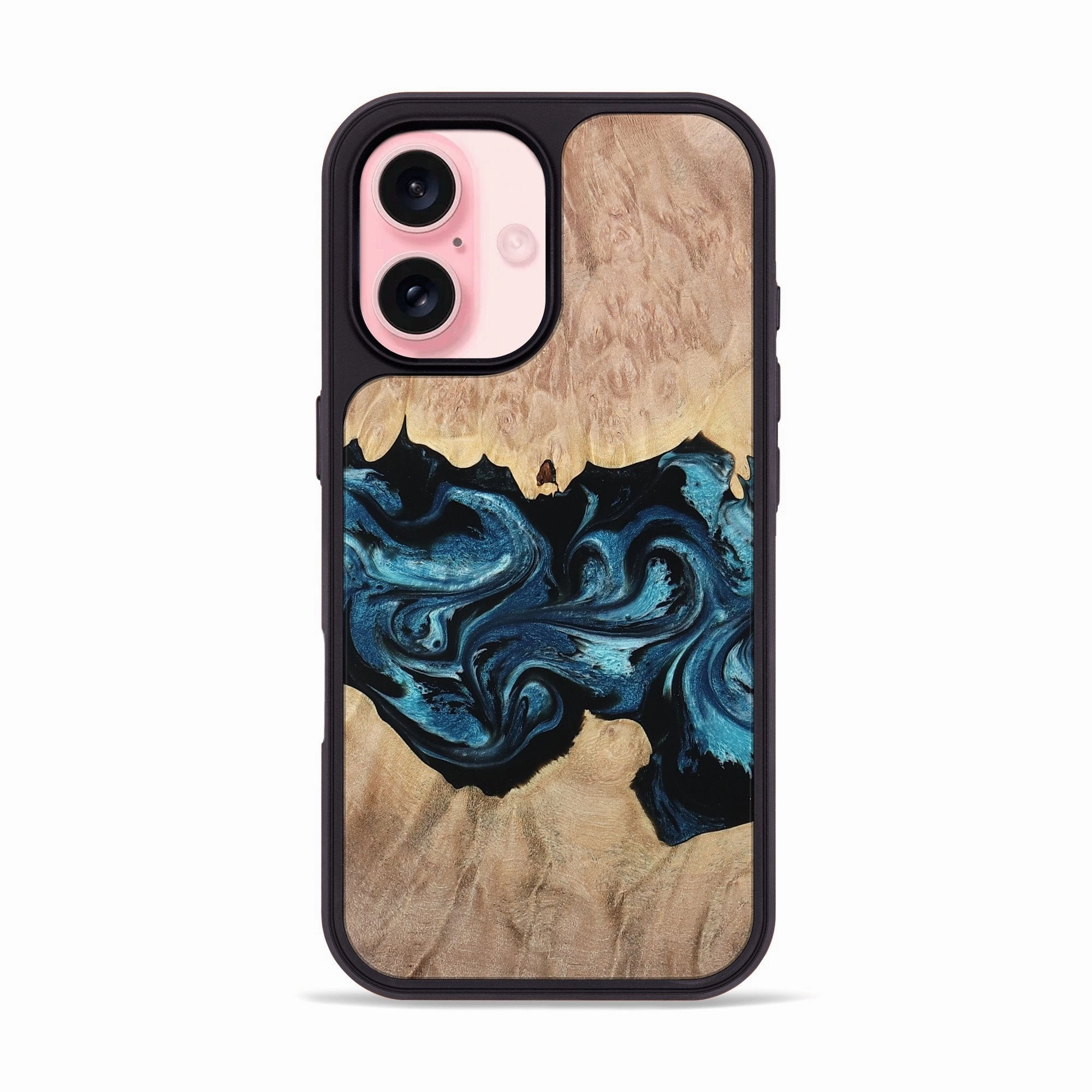 Iphone 16 Wood Phone Case - Sherlyn (Blue, 762801) Bubble Resistant Film Anti Finger Oil Coating