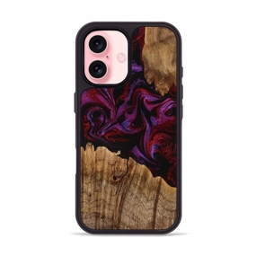 Smooth Surface Anti Yellowing Film Iphone 16 Wood Phone Case - Simone (Red, 772538)