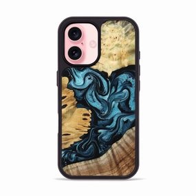 Fingerprint Resistant Iphone 16 Wood Phone Case - Skyler (Blue, 781776)