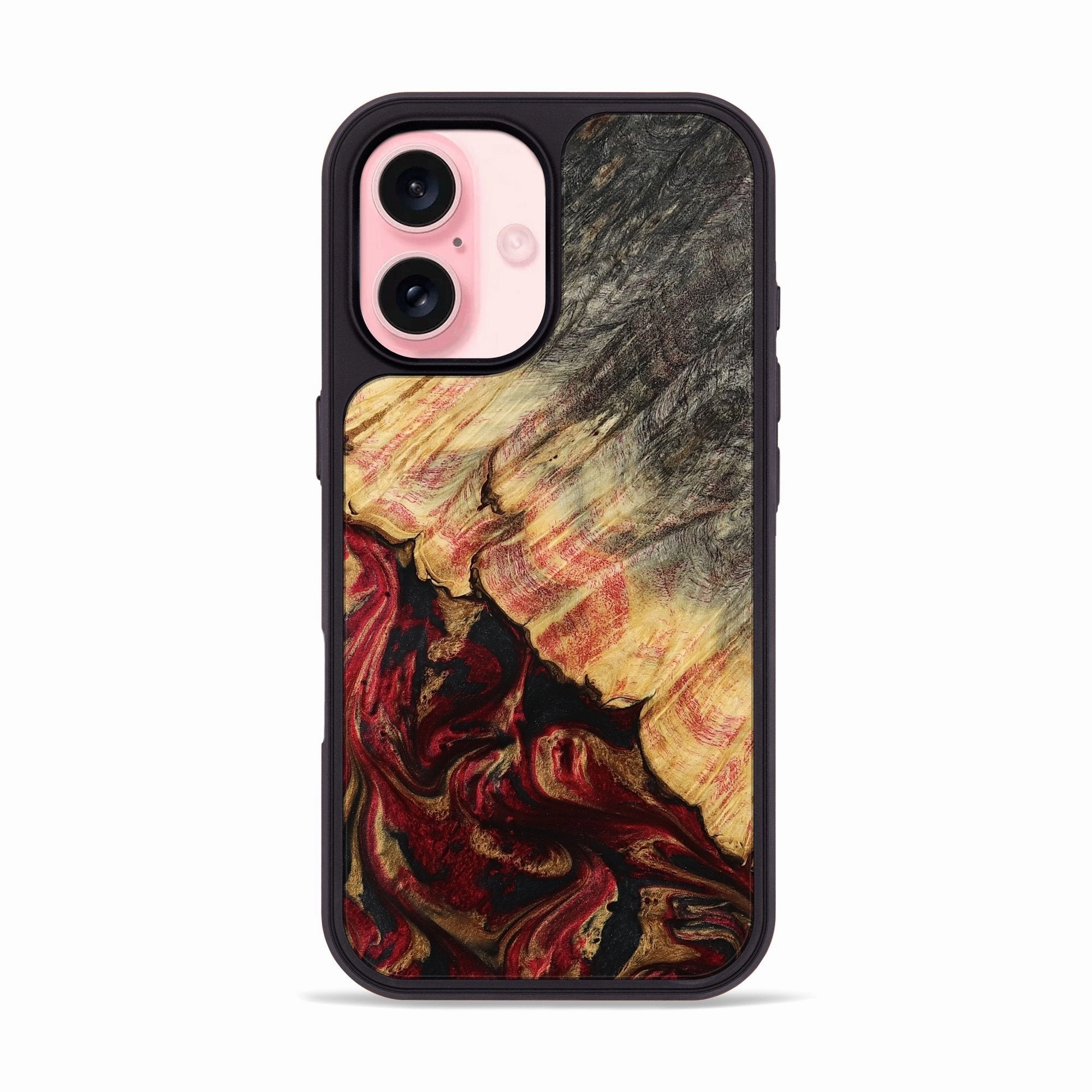 Tempered Screen Protector Iphone 16 Wood Phone Case - Solana (Red, 780158)