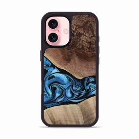 Oleophobic Coating Anti Finger Streak Iphone 16 Wood Phone Case - Stella (Blue, 762990)