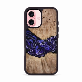 Anti Blue Light Anti Finger Grease Film Iphone 16 Wood Phone Case - Steven (Purple, 781646)