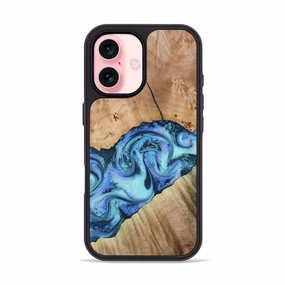 Edge to Edge Protection Anti Yellowing Screen Iphone 16 Wood Phone Case - Tadeo (Blue, 778823)