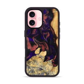 Iphone 16 Wood Phone Case - Tami (Purple, 777987) Shock Absorption Anti Finger Oil Coating
