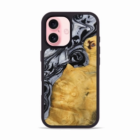 Anti Fingerprint Shield Iphone 16 Wood Phone Case - Teri (Black & White, 772544)