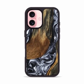 Crystal Clear Screen Iphone 16 Wood Phone Case - Tim (Black & White, 781357)