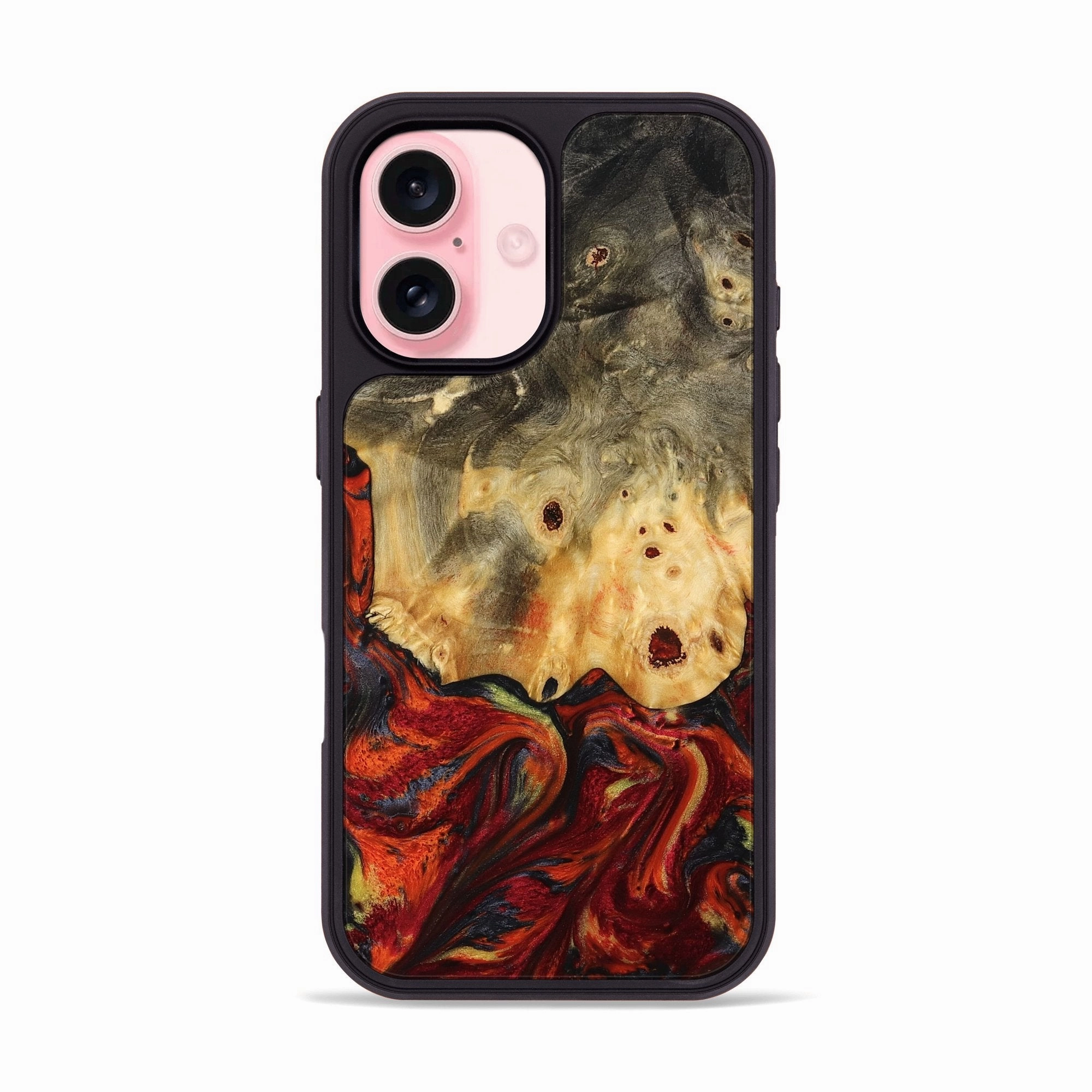 Fingerprint Resistant Screen Edge Guard Iphone 16 Wood Phone Case - Tosha (Red, 774942)
