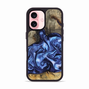 Anti Fingerprint Film Iphone 16 Wood Phone Case - Tracey (Blue, 781801)